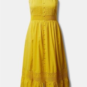 Torrid Yellow Midi Dress with Lace